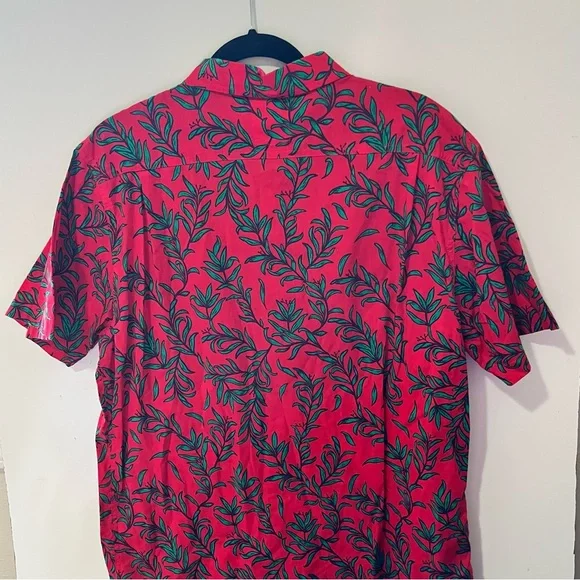 mens Levi's Red and Green Casual Button Down Shirt with Tropical Pattern - Picture 4 of 7